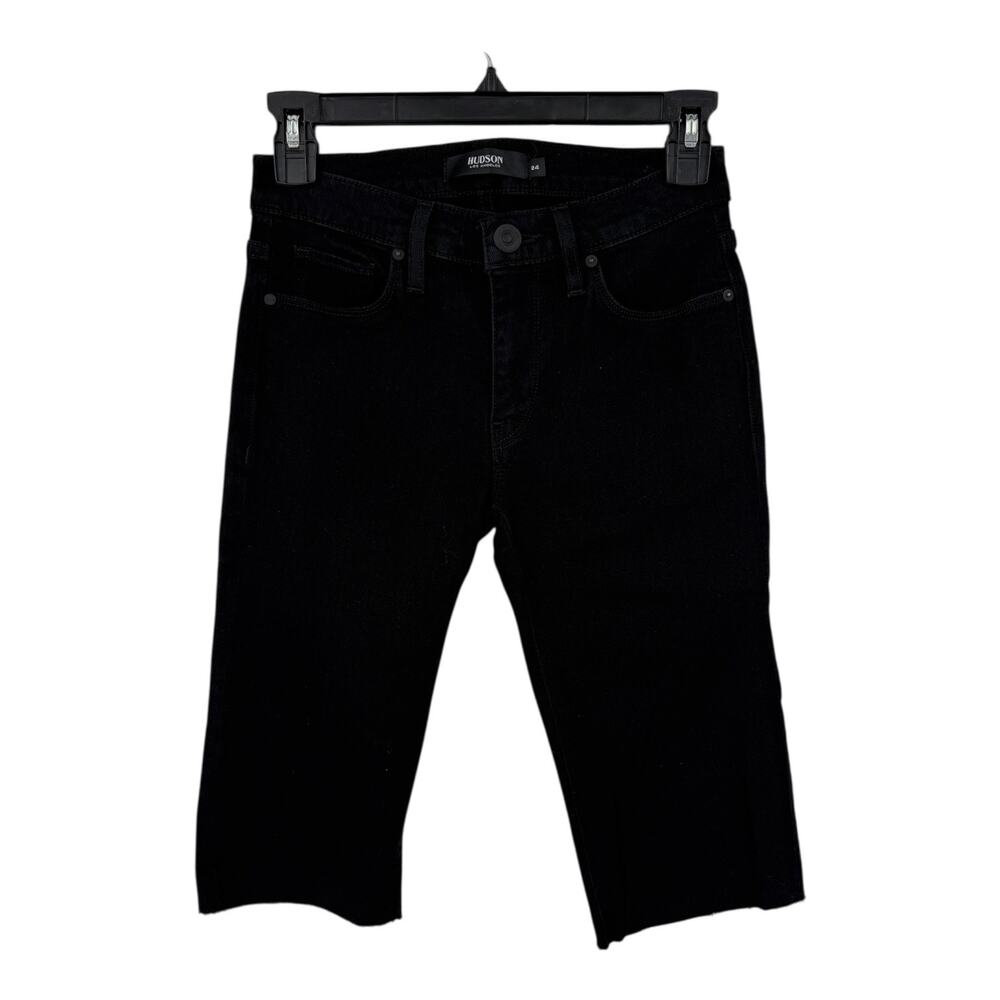 Hudson shorts Amelia cut off knee short denim black size 24 - Picture 2 of 6